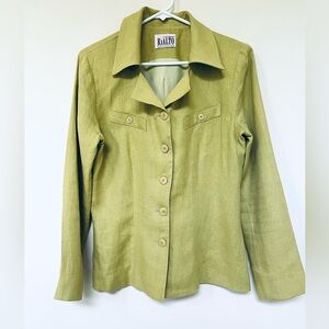 Vintage Lime Green Linen Fully Lined Blazer ~ by Joy Perreras for Rialto - Small